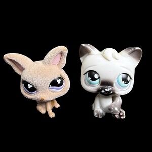 Littlest Pet Shop LPS Chihuahua #461 Flocked and Siamese Cat #180 Magic Motion